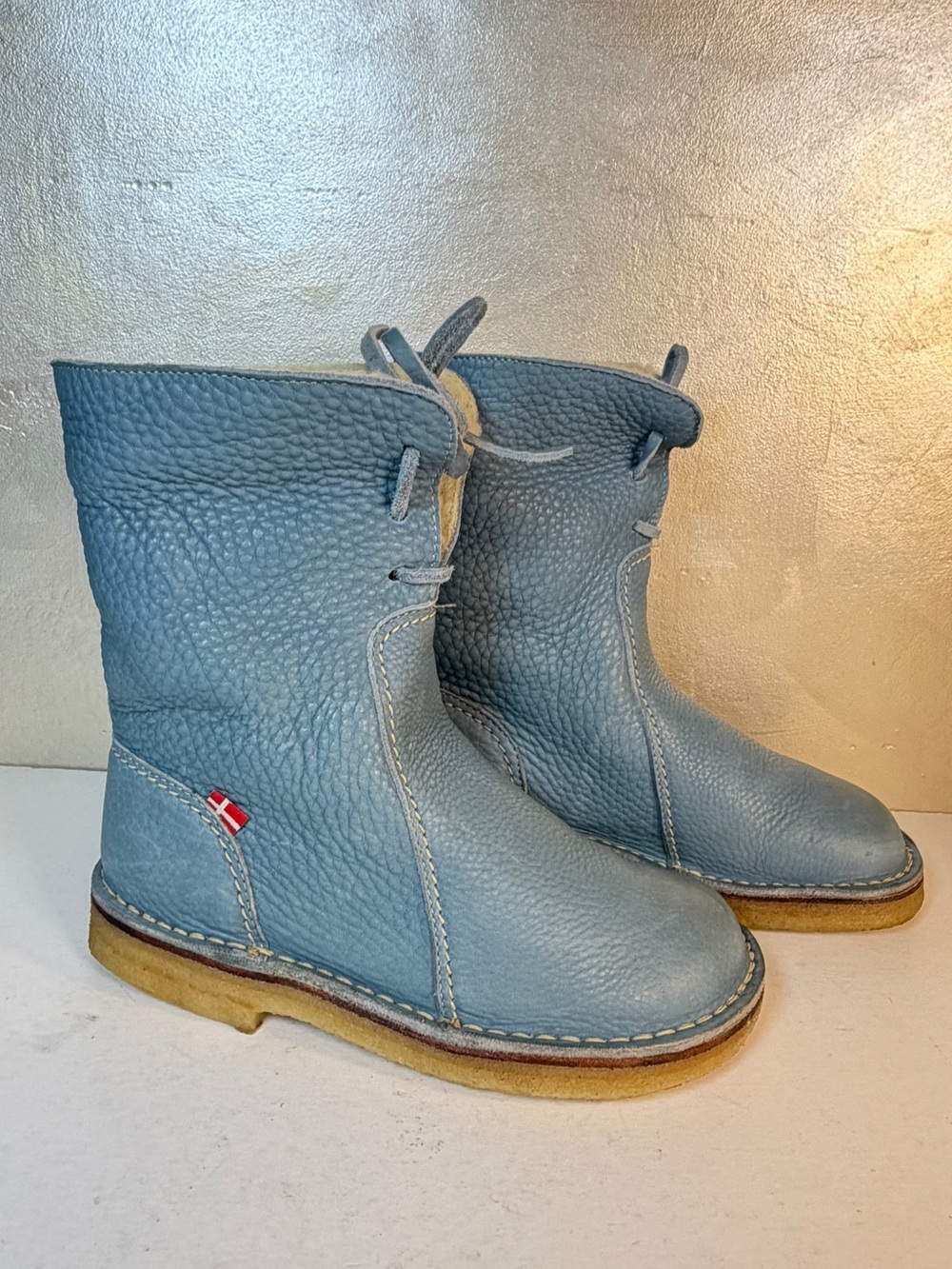 Duckfeet Århus Jeans Blue Wool-Lined Leather Boots